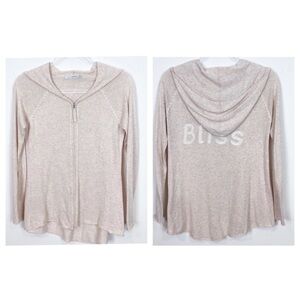 SUBTLE LUXURY BUFF COLOR HOODIE KNIT SWEATER WOMENS SZ S/M